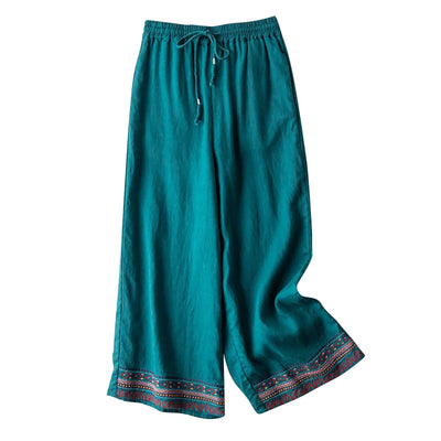 Wera - Vintage Baumwolle Leinen Boho Hose