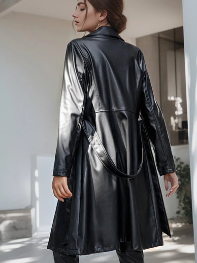 Pompina - Lange stylische Lederjacke