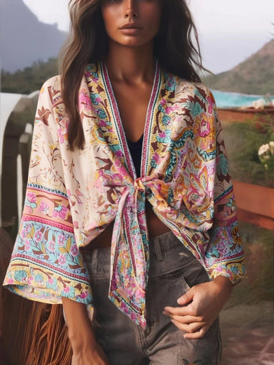 Dina - Vintage Kimono mit buntem Druck