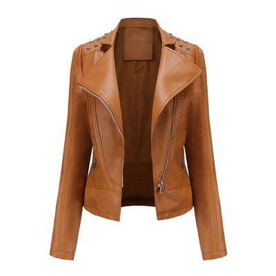 Fiora - Elegante Leder-Motorjacke mit Stutzen