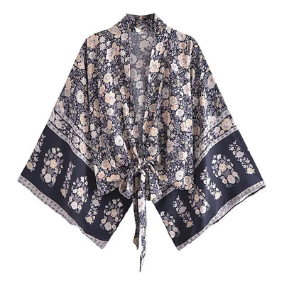 Dina - Vintage Kimono mit buntem Druck