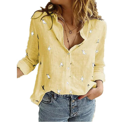 Cerina - Bunte Leinen Bluse