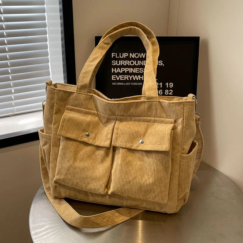 ADELINA™ | SAC CABAS EN VELOURS CÔTELÉ