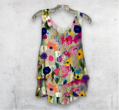 Lila - Top mit floralem Druck