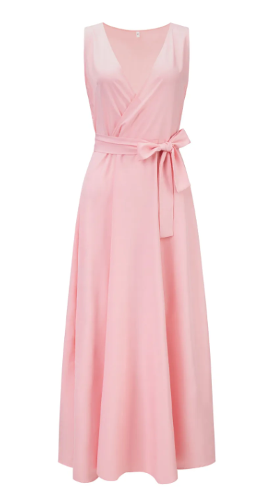 Jessica - Damen einfarbig V-Ausschnitt Langes Kleid