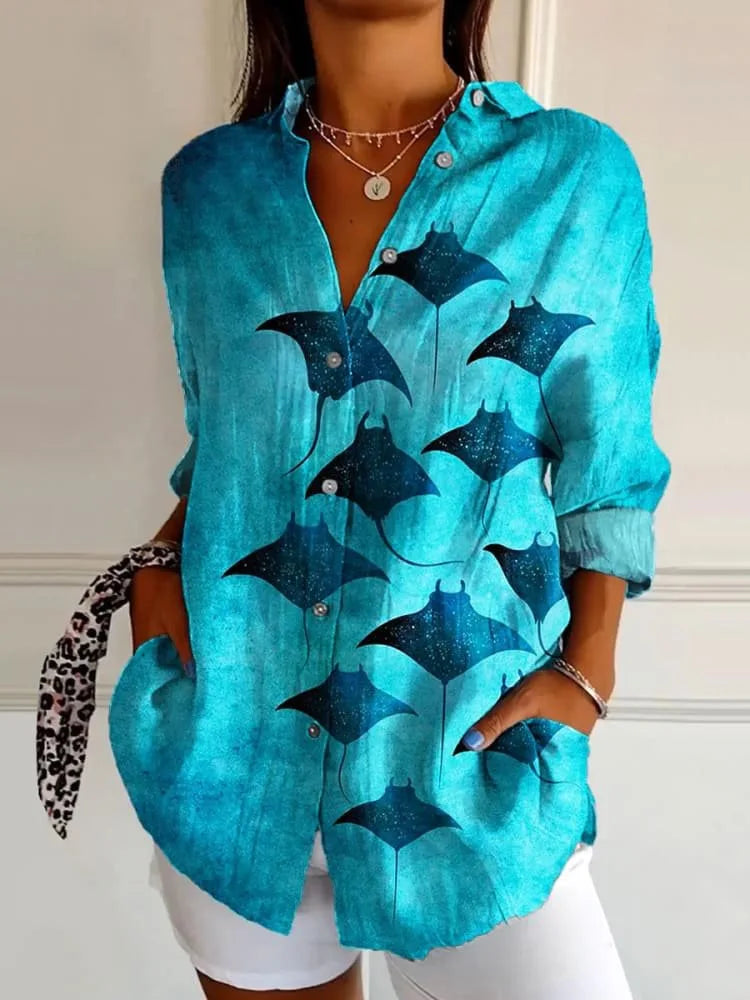 Luna - Lange Bluse mit Blumendruck