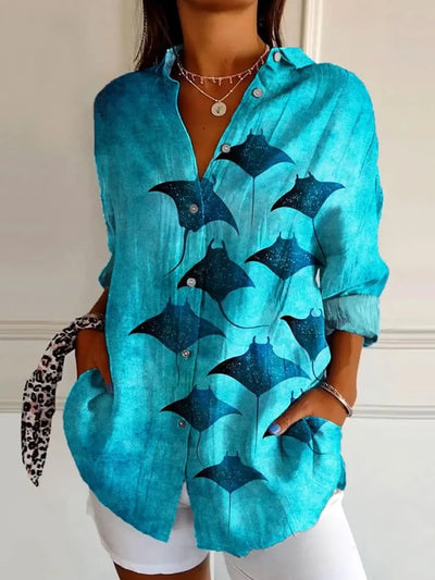 Luna - Lange Bluse mit Blumendruck