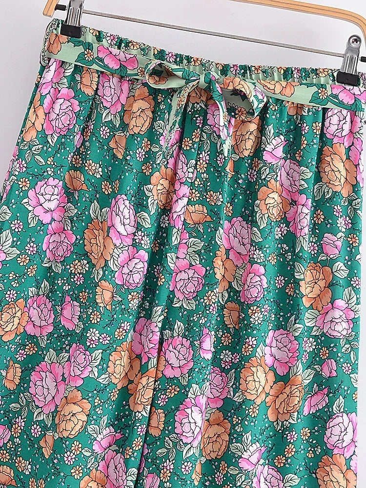 Estelle - Vintage Boho Hose Mit Blumendrück