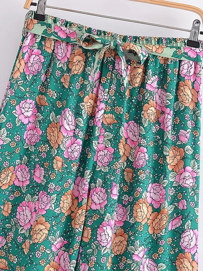 Estelle - Vintage Boho Hose Mit Blumendrück