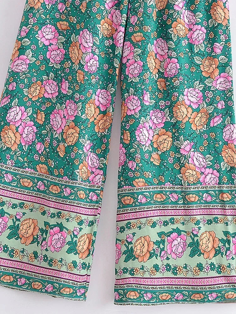 Estelle - Vintage Boho Hose Mit Blumendrück