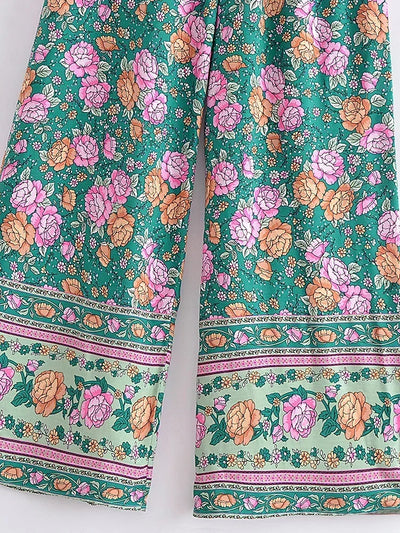 Estelle - Vintage Boho Hose Mit Blumendrück