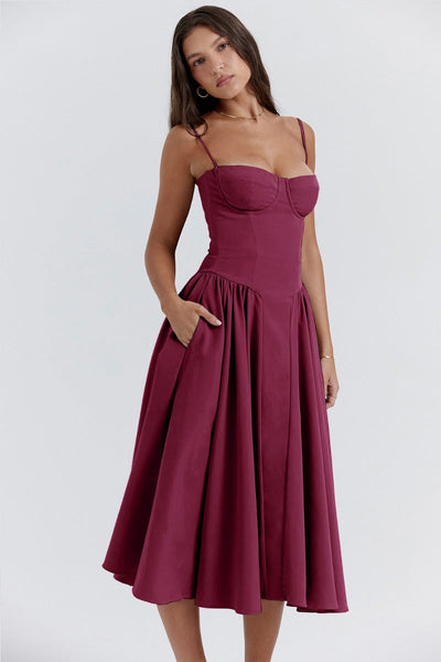 Liana - Ärmelloses Korsett-Midikleid