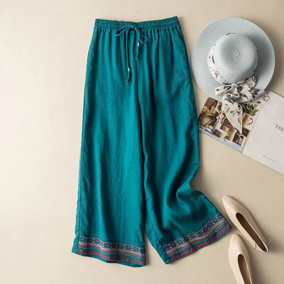 Wera - Vintage Baumwolle Leinen Boho Hose