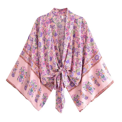 Dina - Vintage Kimono mit buntem Druck