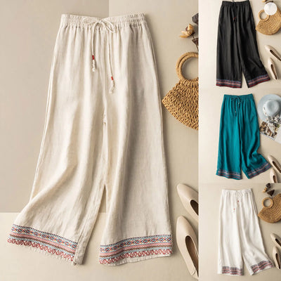 Wera - Vintage Baumwolle Leinen Boho Hose