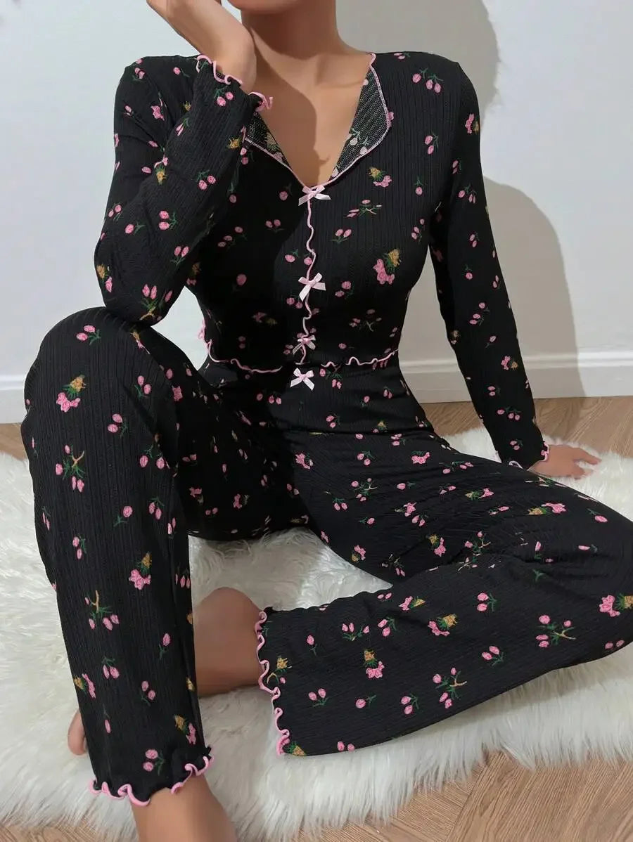 Odely - Blumen Pyjama für Frauen