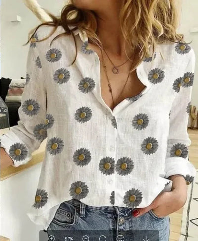 Cerina - Bunte Leinen Bluse