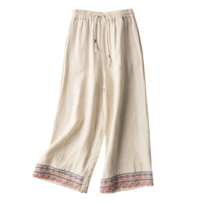 Wera - Vintage Baumwolle Leinen Boho Hose