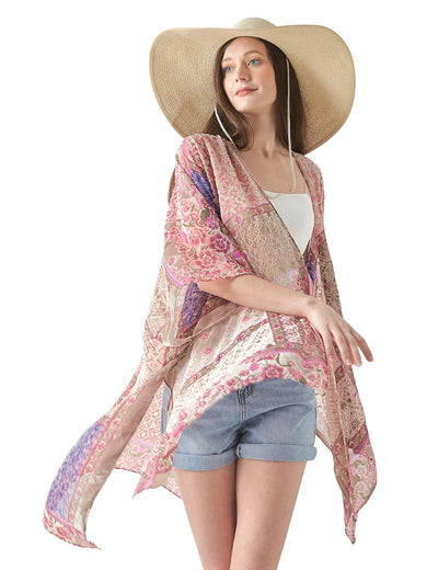 Dunya - Vintage Kimono mit buntem Druck