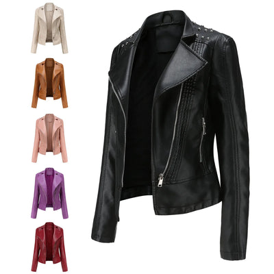 Fiora - Elegante Leder-Motorjacke mit Stutzen