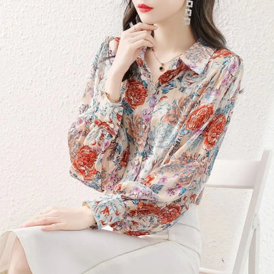 Julia - Vintage Blumen druck Blusen
