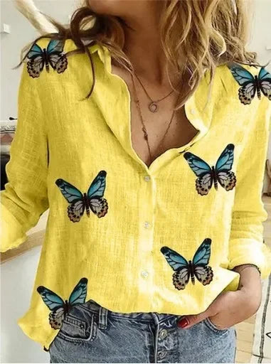 Cerina - Bunte Leinen Bluse