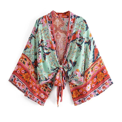 Dina - Vintage Kimono mit buntem Druck