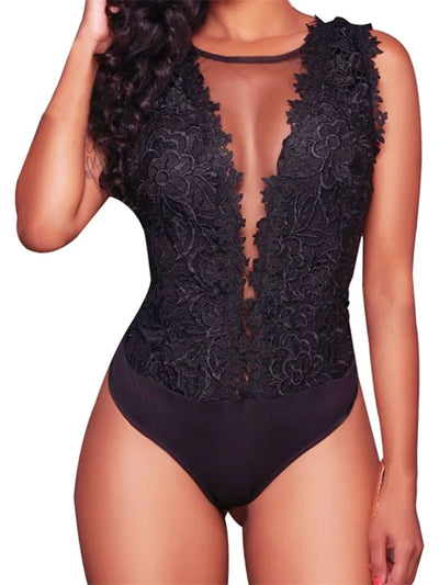 Phoebe | Sexy Spitzen Blumen-Body – Ärmelloser Bodycon-Jumpsuit für Party & Club
