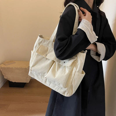 ADELINA™ | SAC CABAS EN VELOURS CÔTELÉ