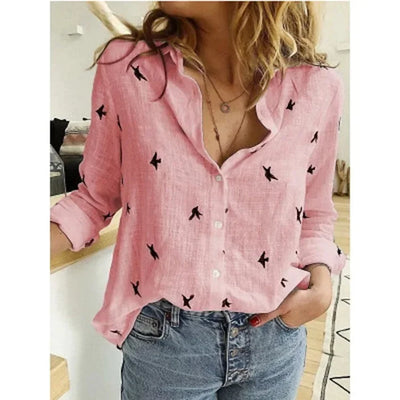 Cerina - Bunte Leinen Bluse