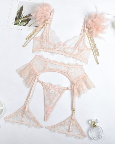 Léonie Moreau® | Spitzen & Feder Dessous Set