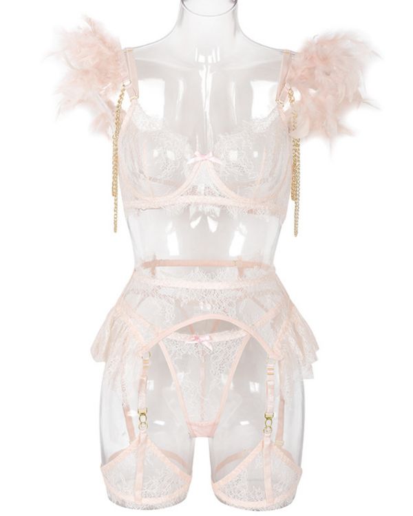 Léonie Moreau® | Spitzen & Feder Dessous Set