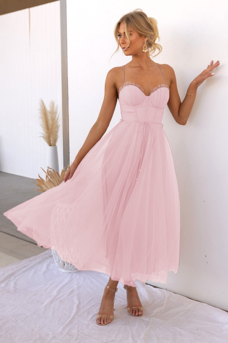 Aria - Modernes Prinzessin Chiffon Hosenträger Party Maxikleid