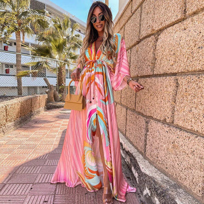 Kiana - Elegnat bedrucktes Beach Cover Up Kleid