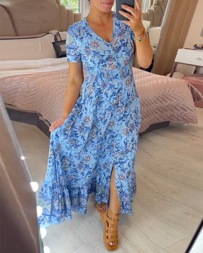 Robe col V fleurie Romy™ 