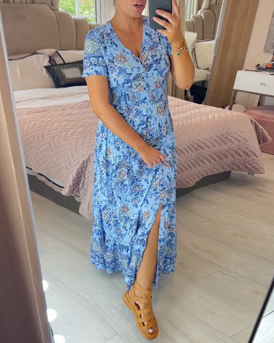 Robe col V fleurie Romy™ 
