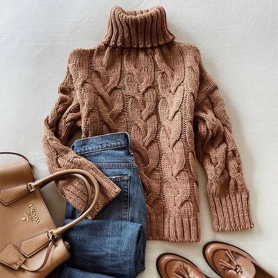 Charlotte - Eleganter einfarbiger Pullover mit hohem Halsausschnitt