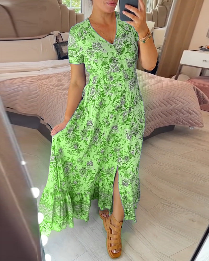Robe col V fleurie Romy™ 