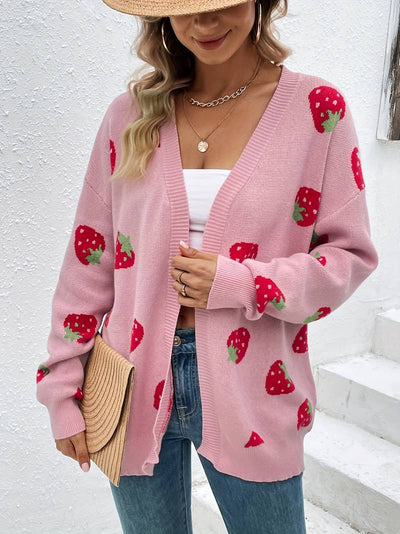 Berries™ – Strickjacke mit Erdbeer-Muster