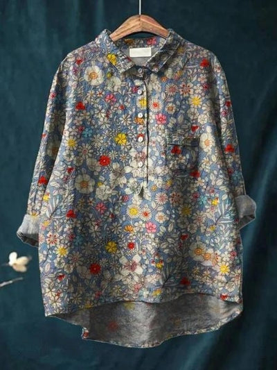 Lila - Bluse mit floralem Druck