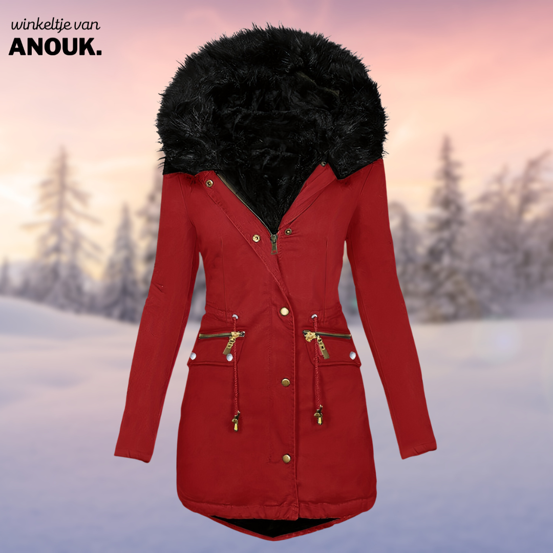 Christien® - manteau d'hiver avec doublure en fourrure de laine