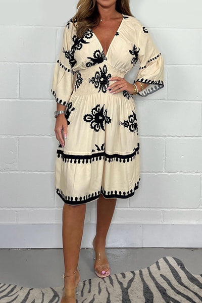 Robe imprimée col V Valeria