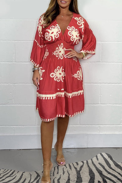 Robe imprimée col V Valeria