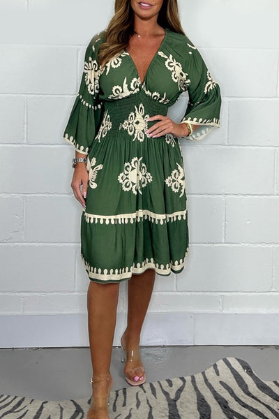 Robe imprimée col V Valeria