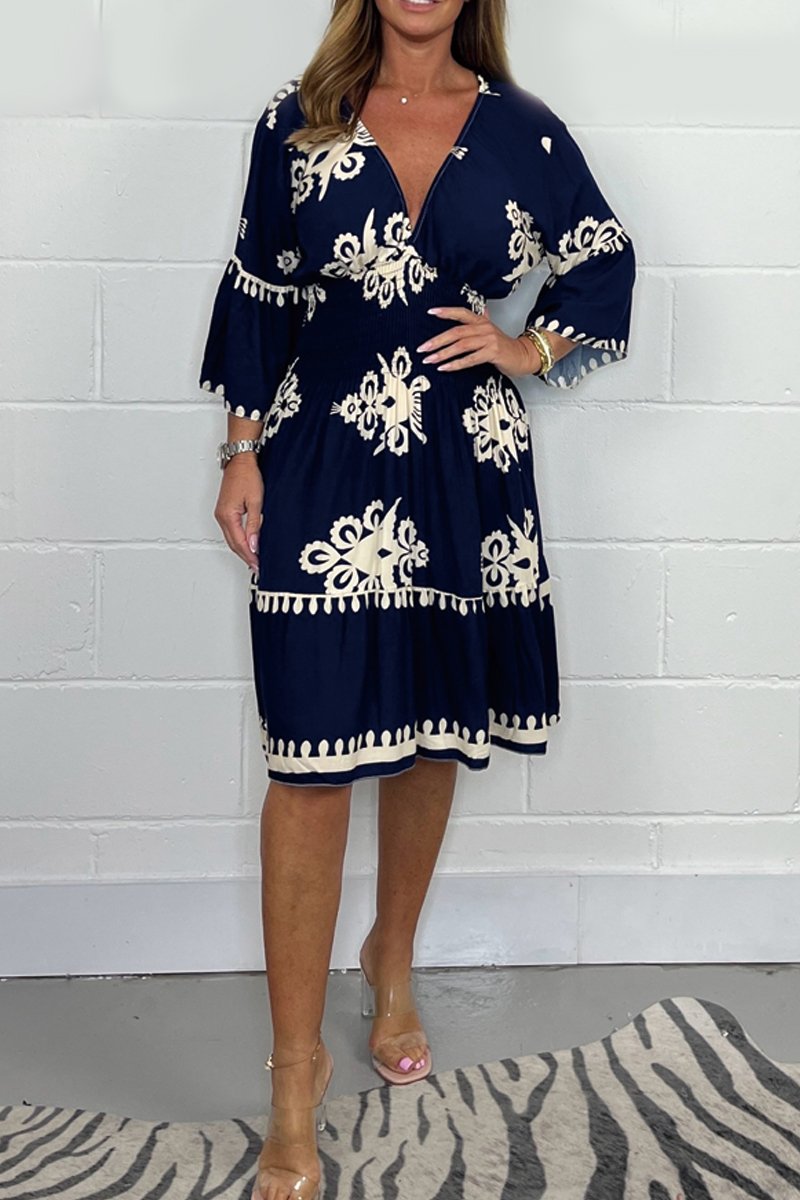 Robe imprimée col V Valeria