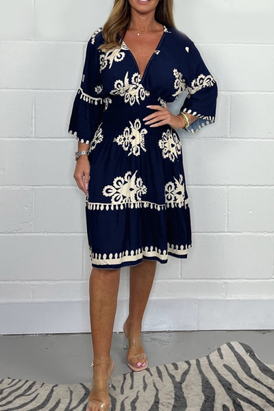 Robe imprimée col V Valeria