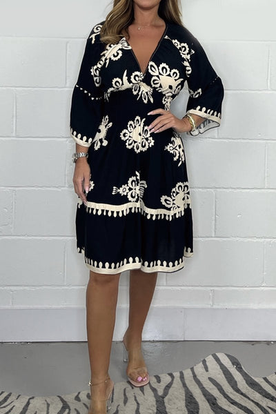 Robe imprimée col V Valeria