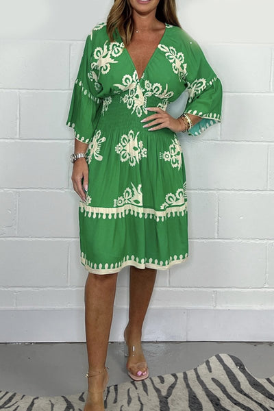 Robe imprimée col V Valeria