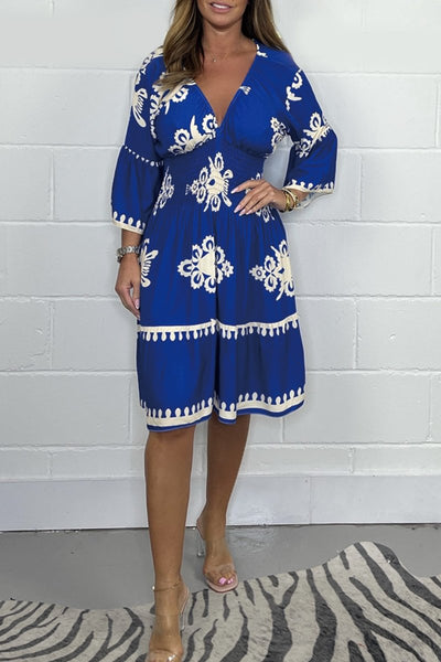Robe imprimée col V Valeria
