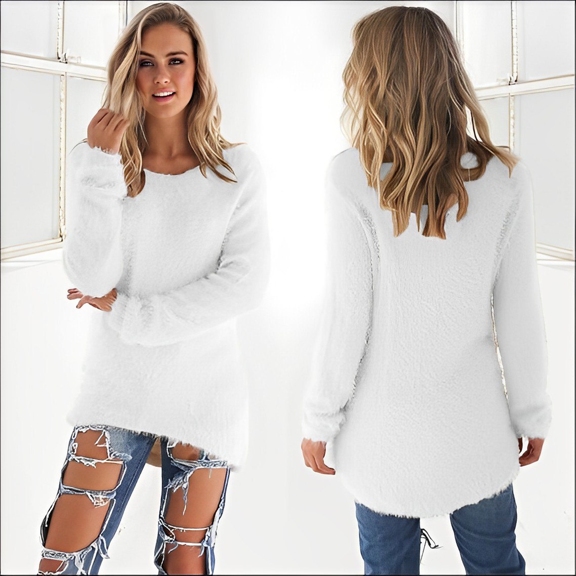Amelia |  Lässiger Langarm-Pullover mit O-Ausschnitt